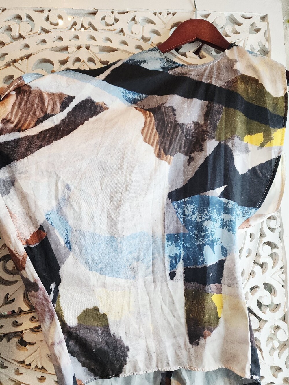 COS PRINTED ASYMMETRIC BLOUSE ONE SHOULDER WOMENS SIZE 4 - Picture 4 of 15